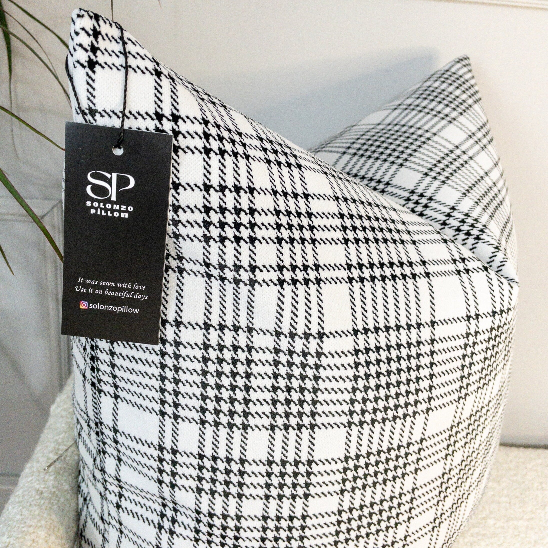 Black and white plaid pillow clearance cases